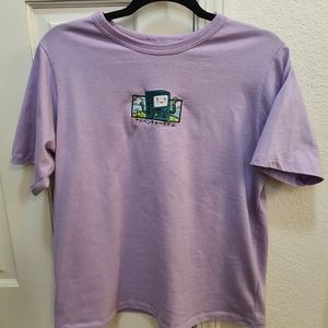 Adventure time BMO embroidery on lavender tshirt sz M